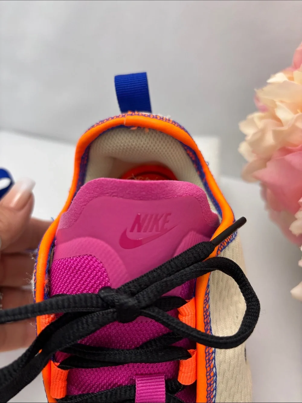 Nike Womens 10 Cream Sneakers with Pink, Orange & Mint Accents #702